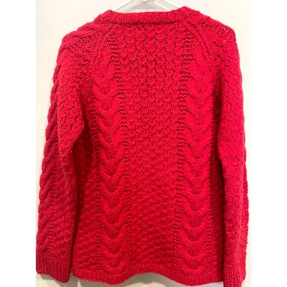 Hand Knit Limited America Red Lambswool Full Zip Sweater Cardigan Women's Sz Sm - Picture 3 of 7